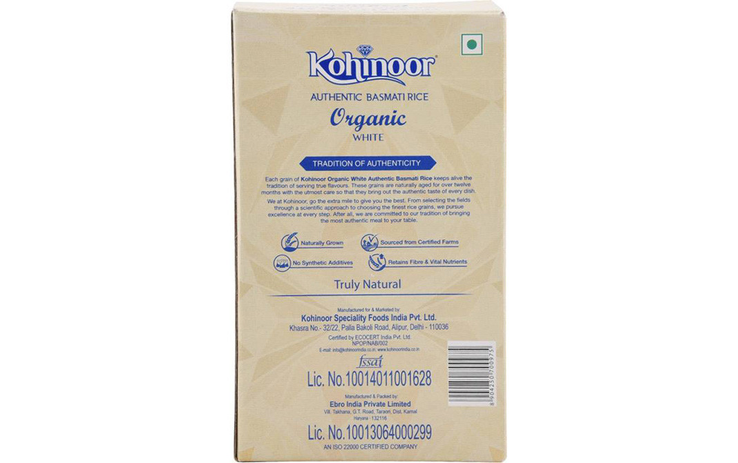 Kohinoor Authentic Basmati Rice Organic White Pack 1 kilogram Reviews
